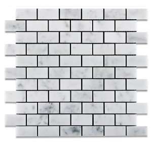 Carrara (Carrera) Venato 1x2" Brick Polished Marble Mosaic