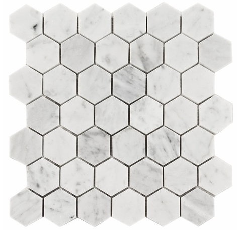 Carrara Venato Marble Hexagon Polished 2" Mosaic Tile