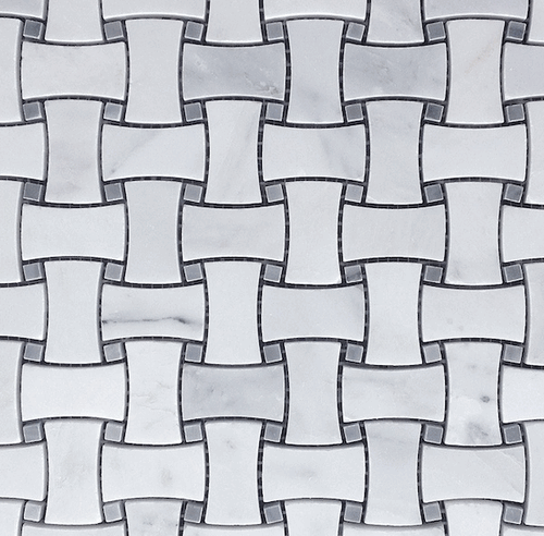 Carrara Venato Honed Dogbone Basketweave Bardiglio Gray Dot