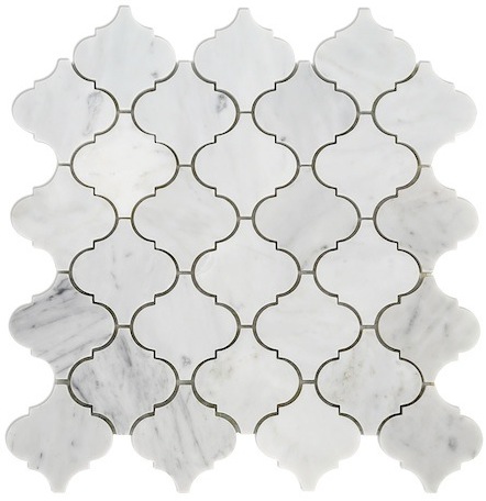 Carrara (Carrera) Venato Honed Arabesque Baroque Marble Tile