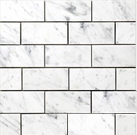 Carrara (Carrera) Venato Marble Honed 3x6" Subway Floor and Wall Tile