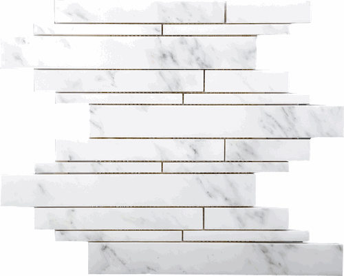 Carrara (Carrera) Venato Random Strip Polished Marble Mosaic Tile