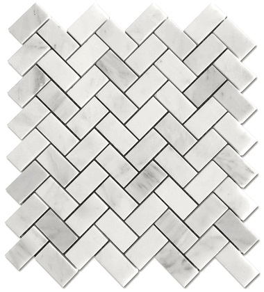 Carrara Pietra Herringbone 1x2" Honed Marble Mosaic Tile