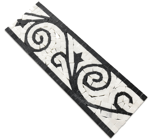 Carrara Honed 4" x 12" Black & White Milano Marble Border