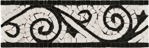 Carrara Honed 4" x 12" Black & White Rimini Marble Border Mosaic