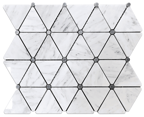 Carrara Bianco Triangle Mosaic Honed Gray Dots Floor and Wall Tile