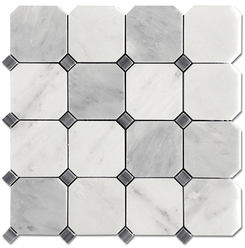 Carrara Pietra 3x3" Octagon Honed Bardiglio Gray Dot Mosaic