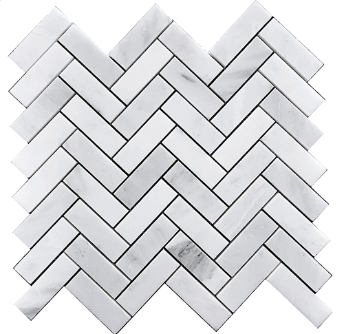Carrara Pietra Herringbone  1x3" Honed Marble Mosaic Tile