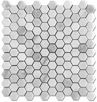 Hexagon Carrara Pietra Honed 1 Inch Mosaic Floor and Wall Tile