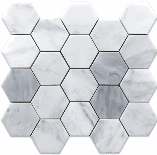 Carrara Pietra Hexagon Honed 3 Inch Mosaic Floor and Wall Tile