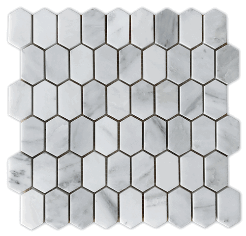 Carrara Pietra Long Hexagon Honed Hive Picket Floor and Wall Tile
