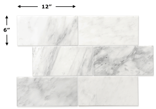 Carrara Pietra Marble Honed 6x12" Subway Floor and Wall Tile