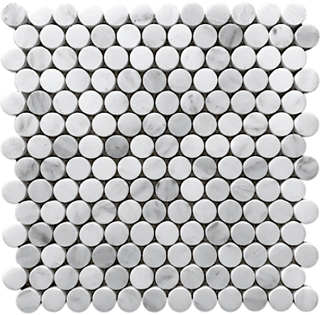 Carrara Pietra Penny round Honed 3/4" Mosaic Floor and Wall Tile