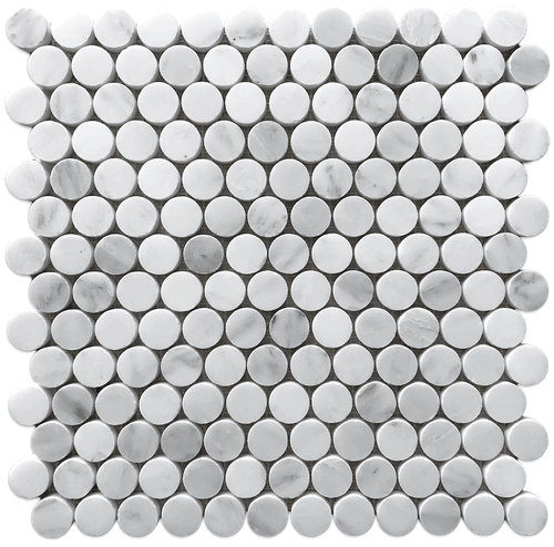 Carrara Pietra Penny round Honed 1" Mosaic Floor and Wall Tile