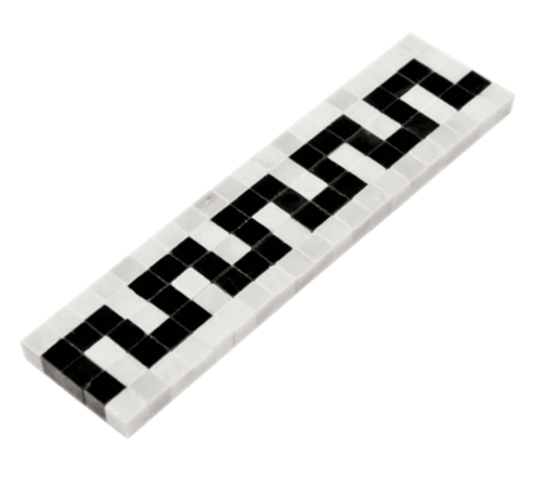 Carrara Polished 2" x 8" Black & White ZigZag Marble Mosaic Border
