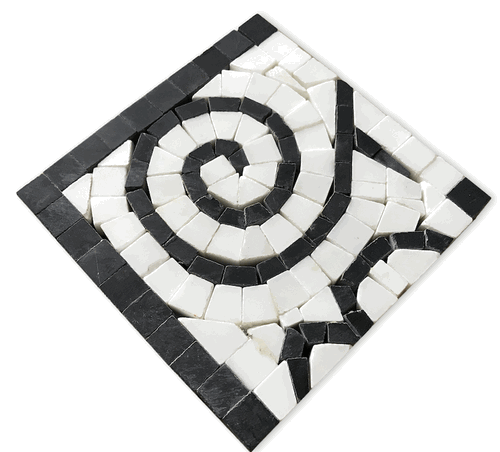Carrara Polished 4" x 4" Black & White Milano Marble Corner Mosaic