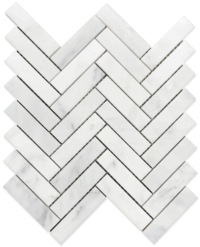 Carrara Venato 1x4" Herringbone Honed Marble Mosaic Tile