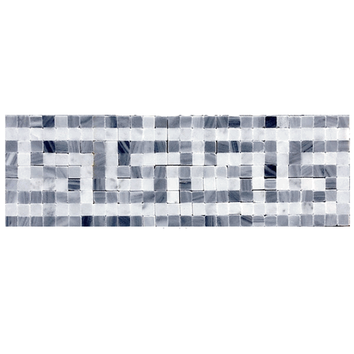 Carrara Venato Bardiglio Gray Polished 3.5 x 11" Greek Key Border