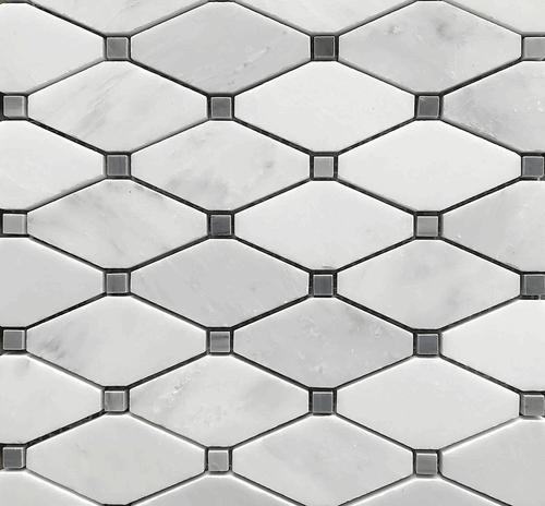 Carrara Venato Rhomboid Polished Long Octave Gray Dot