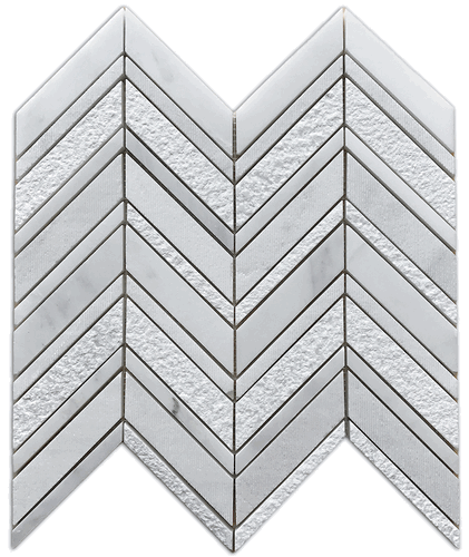 Carrara Venato Honed Chevron Multi Finish Marble Floor Wall Mosaic