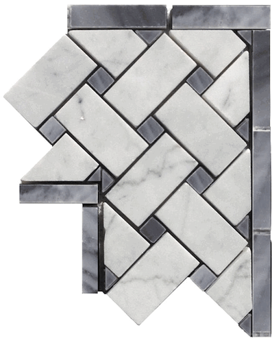 Carrara Venato Polished Basketweave Bardiglio Gray Marble Corner