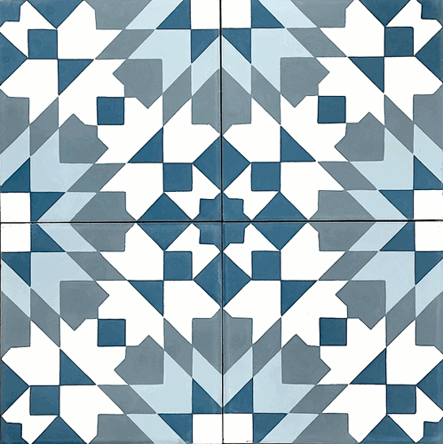 Casablanca Blue Handmade Encaustic Cement Tile