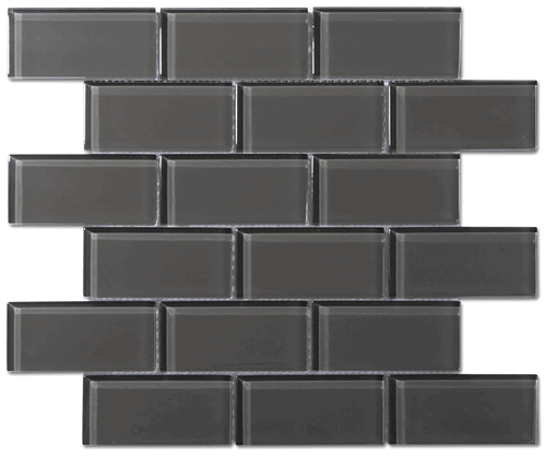 Charcoal Gray Glass 2x4 Mosaic Subway Tile (8mm)