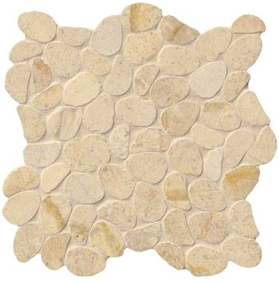 Coastal Sand Pebble Honed Limestone Mesh-Mounted Mosaic Tile