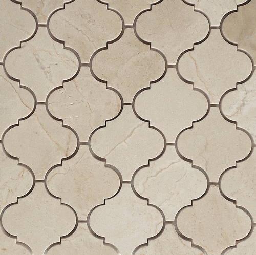 Crema Marfil Honed Arabesque Baroque Marble Lantern Mosaic