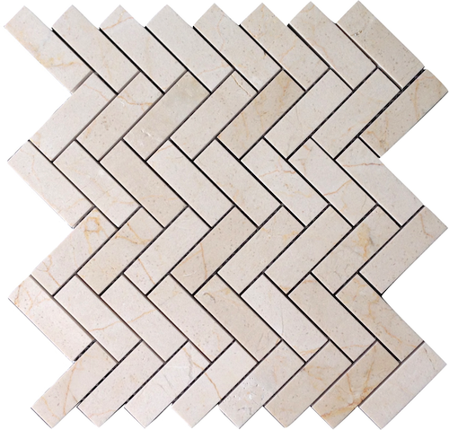 Crema Marfil Marble 1x3 Herringbone Mosaic Tile Honed