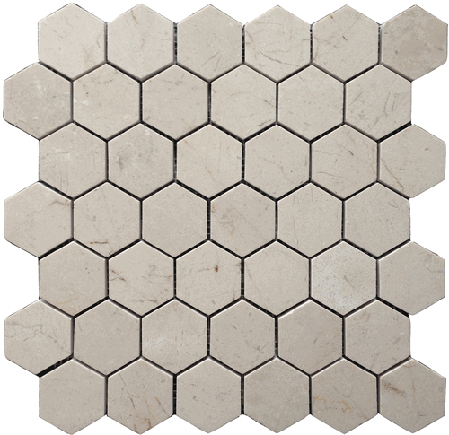 Crema Marfil Marble 2" Hexagon Mosaic Polished Floor and Wall Tile