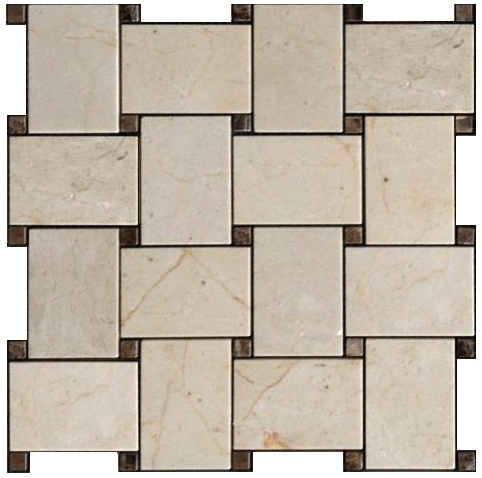 Crema Marfil Marble 2x3 Wide Basketweave Mosaic Tile Polished