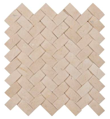 Crema Marfil Marble 1x2" Arched Herringbone Mosaic Tile Polished