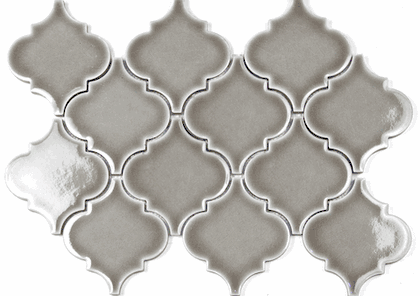 Dove Gray Arabesque Glazed Crackle Mosaic Lantern Tile