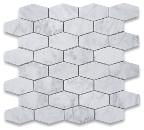 Carrara Bianco Polished Long Hexagon Marble Mosaic Tile