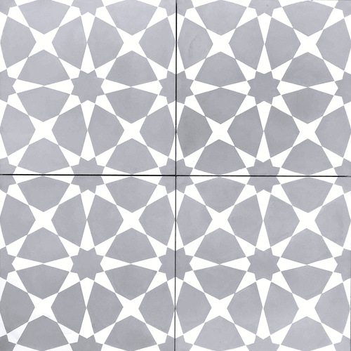 Cement Tiles Medina Light Gray with White