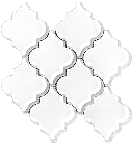 Glass Arabesque Brilliant White Water Jet Cut Mosaic Tile