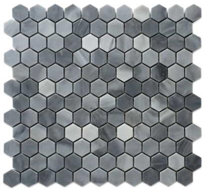 Greystoke 1x1" Hexagon Honeycomb Honed Mosaic Floor Wall Tile