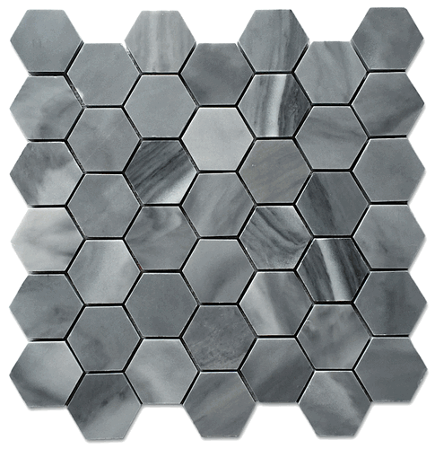 Greystoke 2x2" Hexagon Honeycomb Polished Mosaic Floor Wall Tile