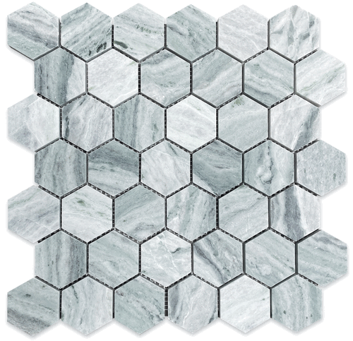 Green Marble Verde Polished 2" Hexagon Mosaic Tile