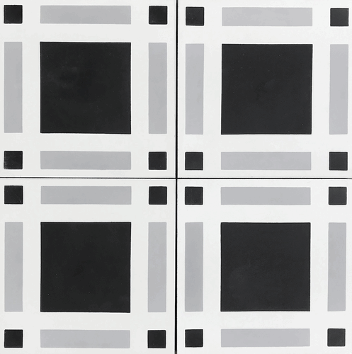 Handmade Cement Tile Plaid Gray Black and White