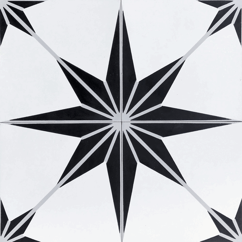 Handmade Cement Tile Polaris Black White Star