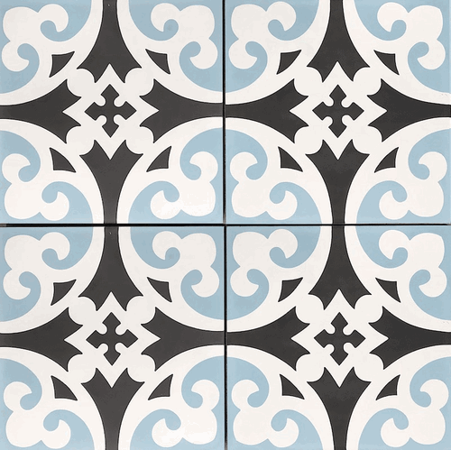 Handmade Cement Tile Leon Black and Blue