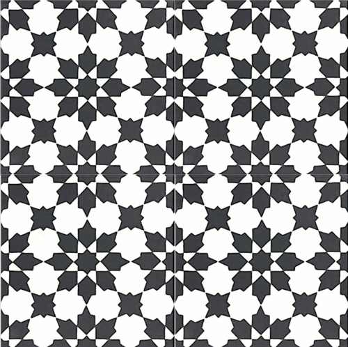 Handmade Cement Tiles Azrou Black and White