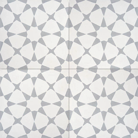Handmade Medina Cement Tiles White with Light Gray