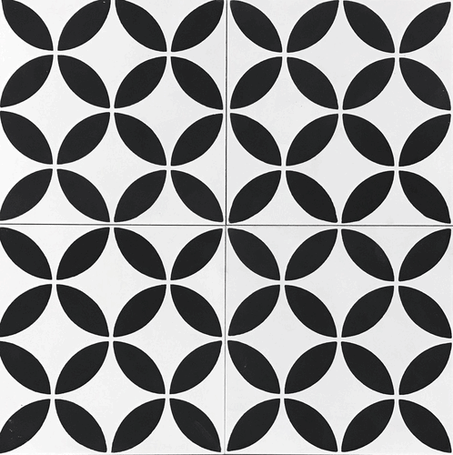 Handmade Encaustic Cement Tiles Circulos Black on White