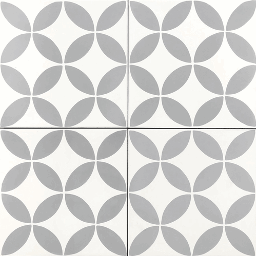 Handmade Encaustic Cement Tiles Circulos Gray on White