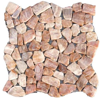 Honey Flat Pebbles Tumbled Onyx Mesh Mounted Mosaic Tile