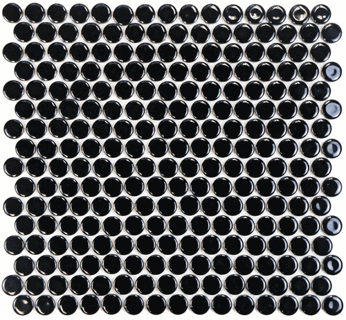 Black Gloss Penny Round Gloss Porcelain 3/4" Mosaic Tile