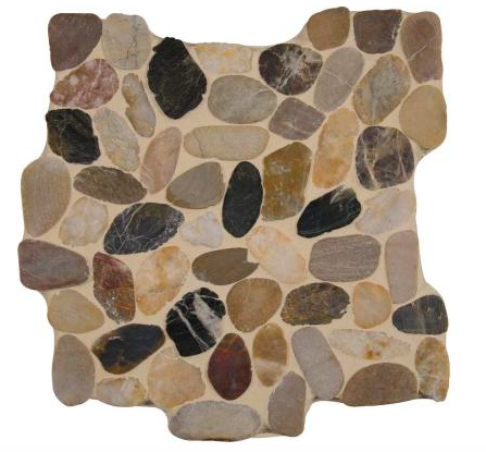Mix River Pebbles Tumbled Marble Mesh Mounted Mosaic Tile